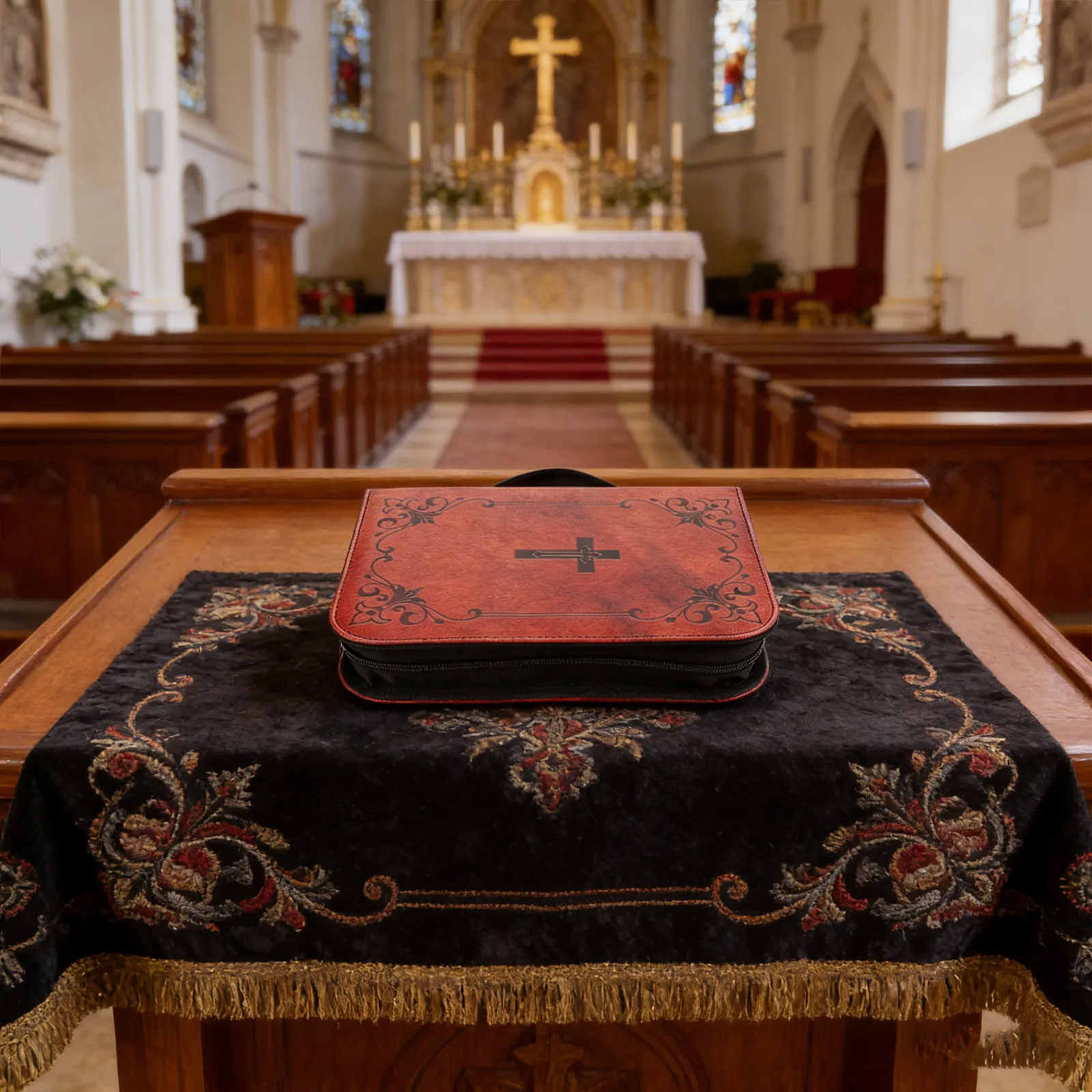 classic-brown-pu-bible-carrying-case-with-embossed-cross-design-portable-scripture-organizer-for-men-women-11x8x2-inch