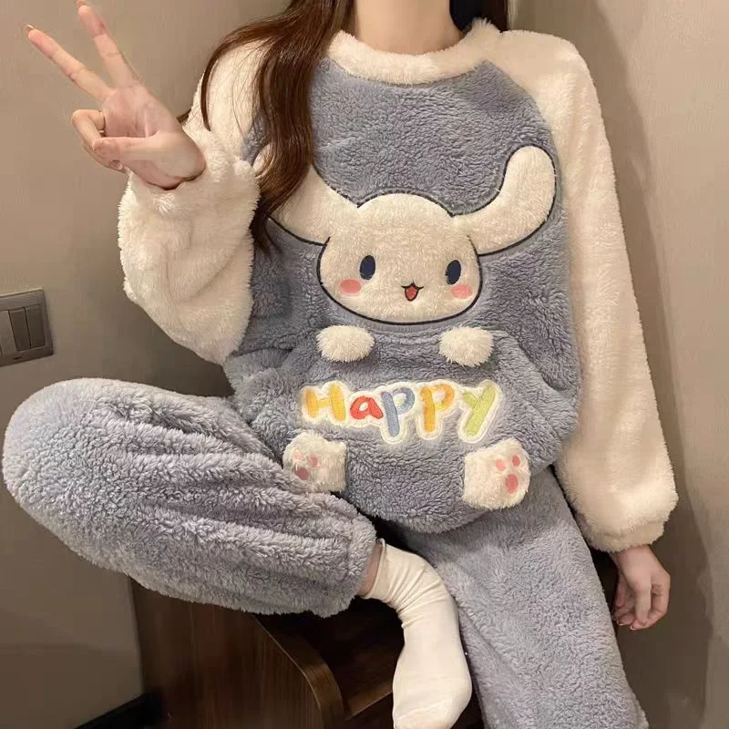 Disney pajamas winter warm two-piece set Minnie loungewear Disney loungewear cute cartoon Minnie winter warm pajamas