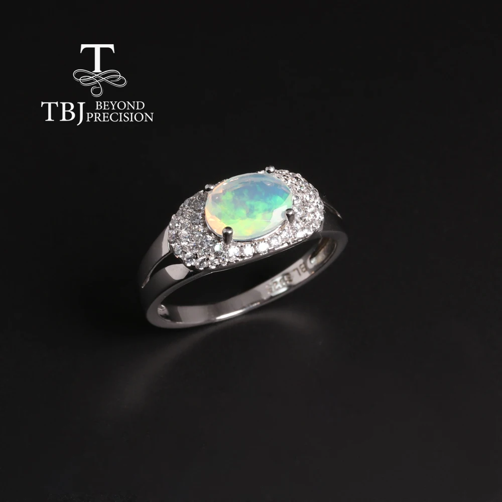 

Colorful cubic zircon with natural Opal gemstone silver ring mysterious elegance for women and girls to wear exquisite gifts