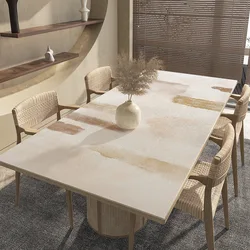 2022 New Wabi Sabi Pu Leather Table Cloth Waterproof Oilproof Table Covers Placemats Luxury Rectangular Table Cover Pad Textile