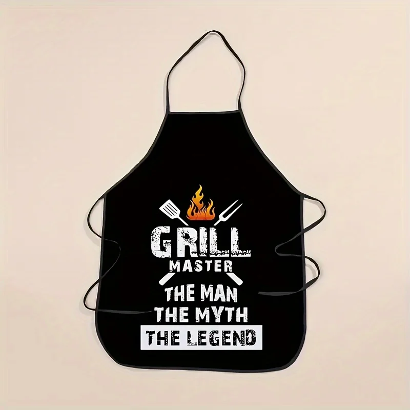 Vintage Distress Grill Master Slogan Flame Barbecue Tool Pattern Waterproof Apron For Husband Dad Backyard Cooking Party Present