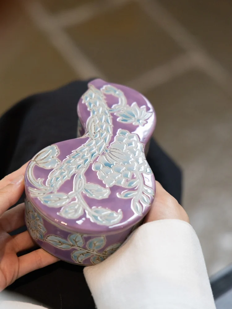 

Rinoart Enamel Hand-Painted 3D Earring Jewelry Storage Box Chinese Style Desktop Organizer for Everyone without Lock