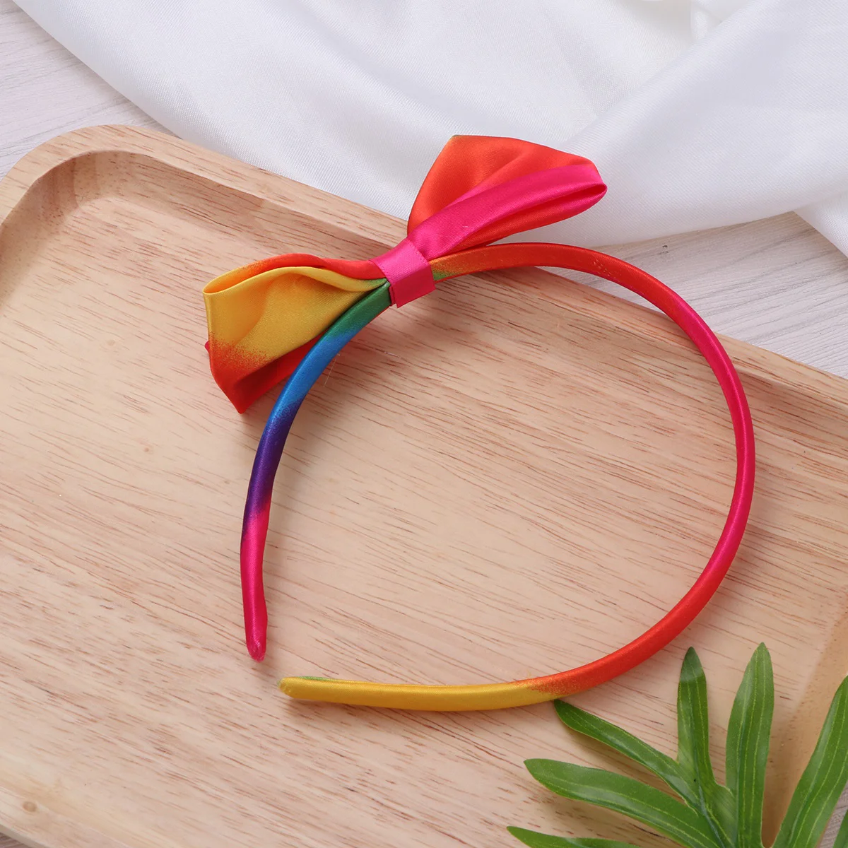 

2 PCS Bow Hair Hoop Girls Hairhoop Hairband Ribbons Rainbow Hairdress Tie Cartoon