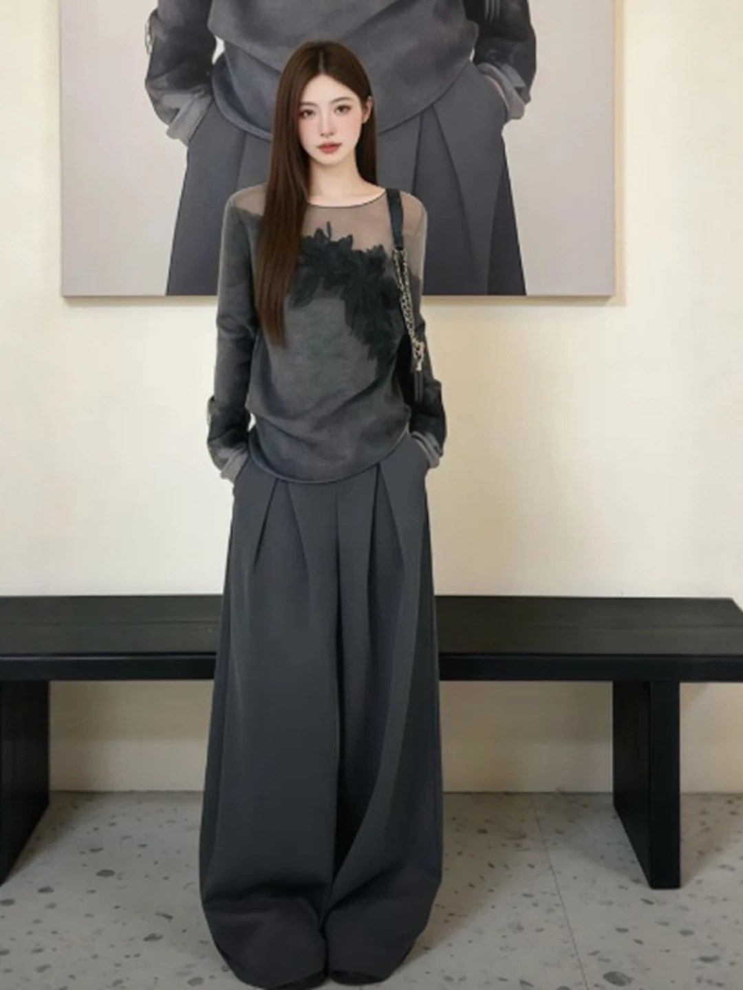 

Retro Gentle Lace Flower Knitted Sweater Lazy Faionable Top Spring 2026 Women's Loose Fit Long Sve round Ne Knitwear