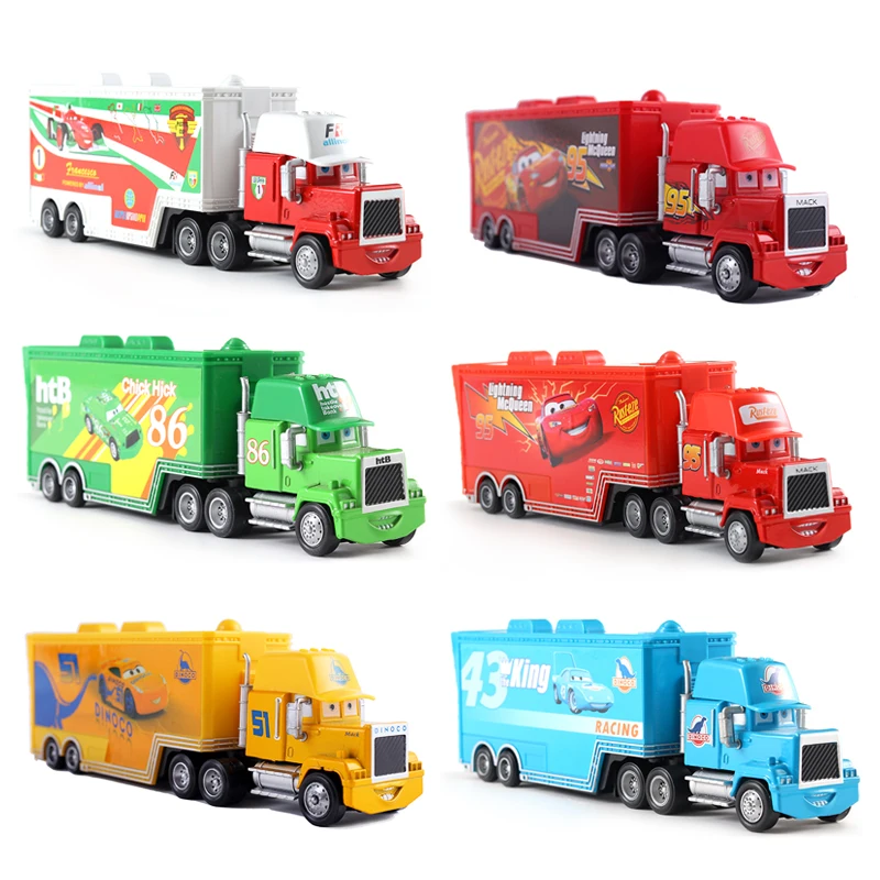 Disney Pixar Truck Toys Lightning Mcqueen Chick Hicks The King Mike Uncle 1:43 Trucks Trailer Model Toys Gift For Children