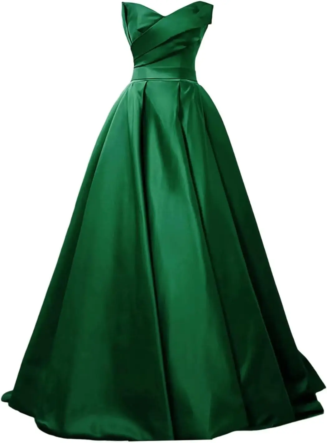 Satijnen lange strapless baljurk met zakken, strapless elegante formele dinerjurk voor dames, a-lijn off-shoulder cocktailpartyjurk