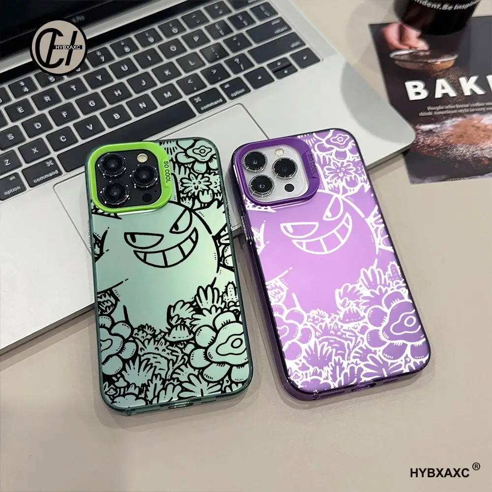 Cute Floral G-Gengar P-Pokemon Phone Case FOR IPhone 17 16 15 Pro MAX 14 13 12 16e 15Pro Plus Shell 17Air Silver Shell IMD Cover
