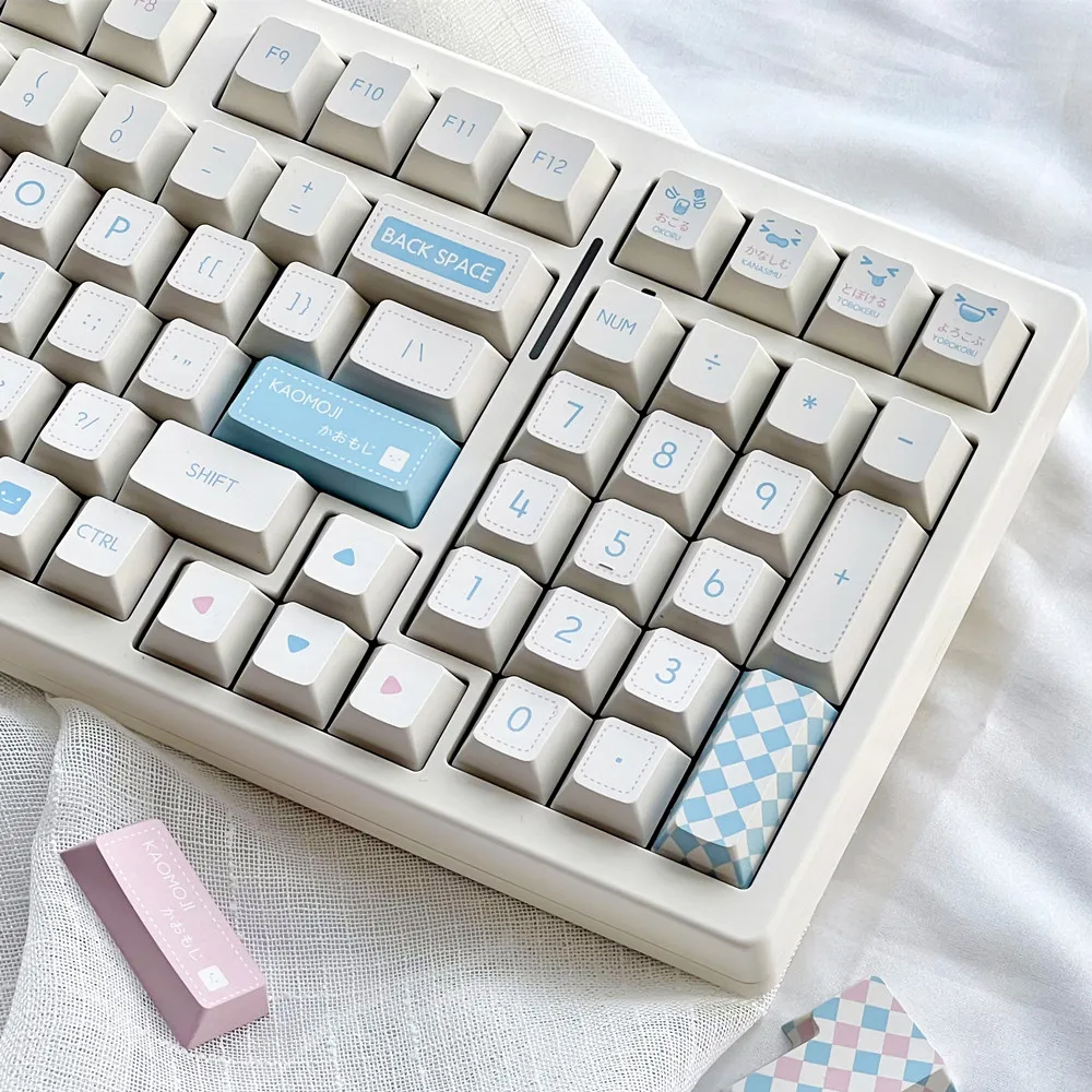 Original Design Mechanical Keyboard Keycaps KAOMOJI Milk White PBT 140 Keys For Outemu Gateron Kailh TTC Cherry Mx Switches