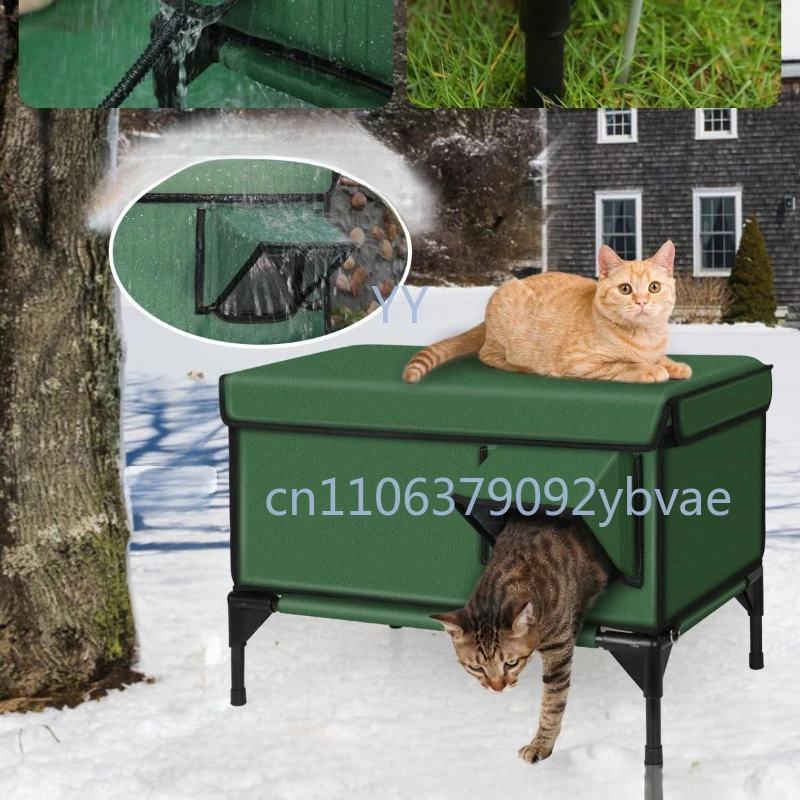 

Foldable Indestructible Heating Insulation Cat House Large Capacity Waterproof Oxford Outdoor Cat Shelter