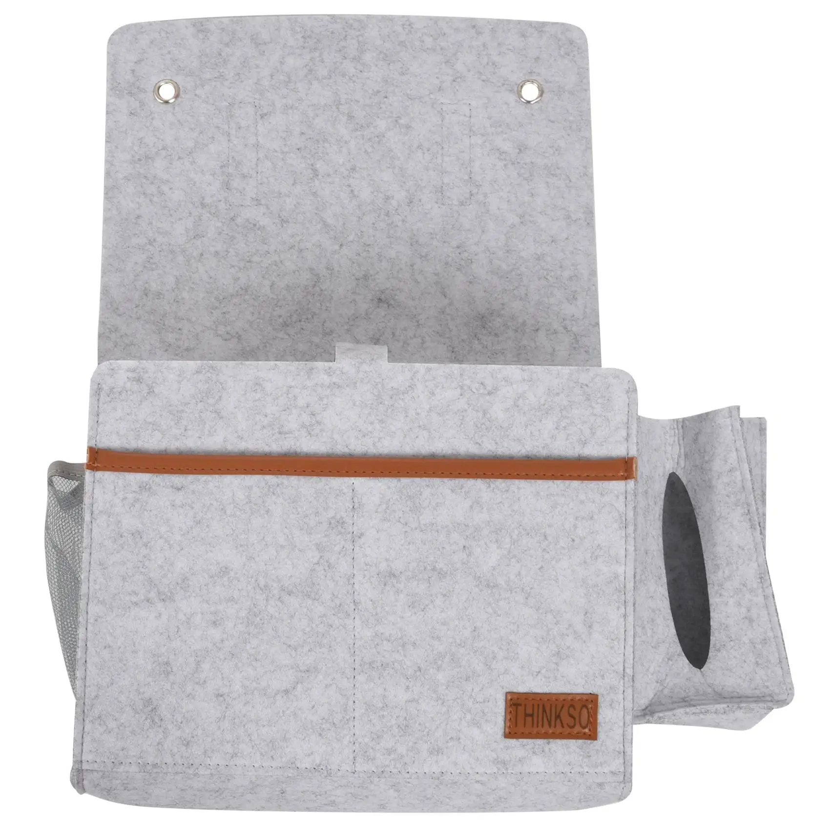 

TFORU-Bedside Organizer, Felt Bed Storage Caddy With Tissue Box And Water Bottle Holder, Magazine Phone Tablet