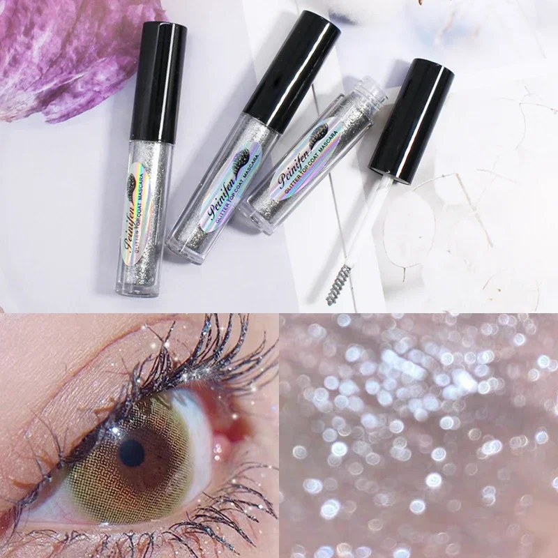 Heallor Diamant Glitter Mascara schnell trocknen Wasser tropfen Make-up lang anhaltende wasserdichte Curling dicke glänzende Wimpern Mascara Schimmer