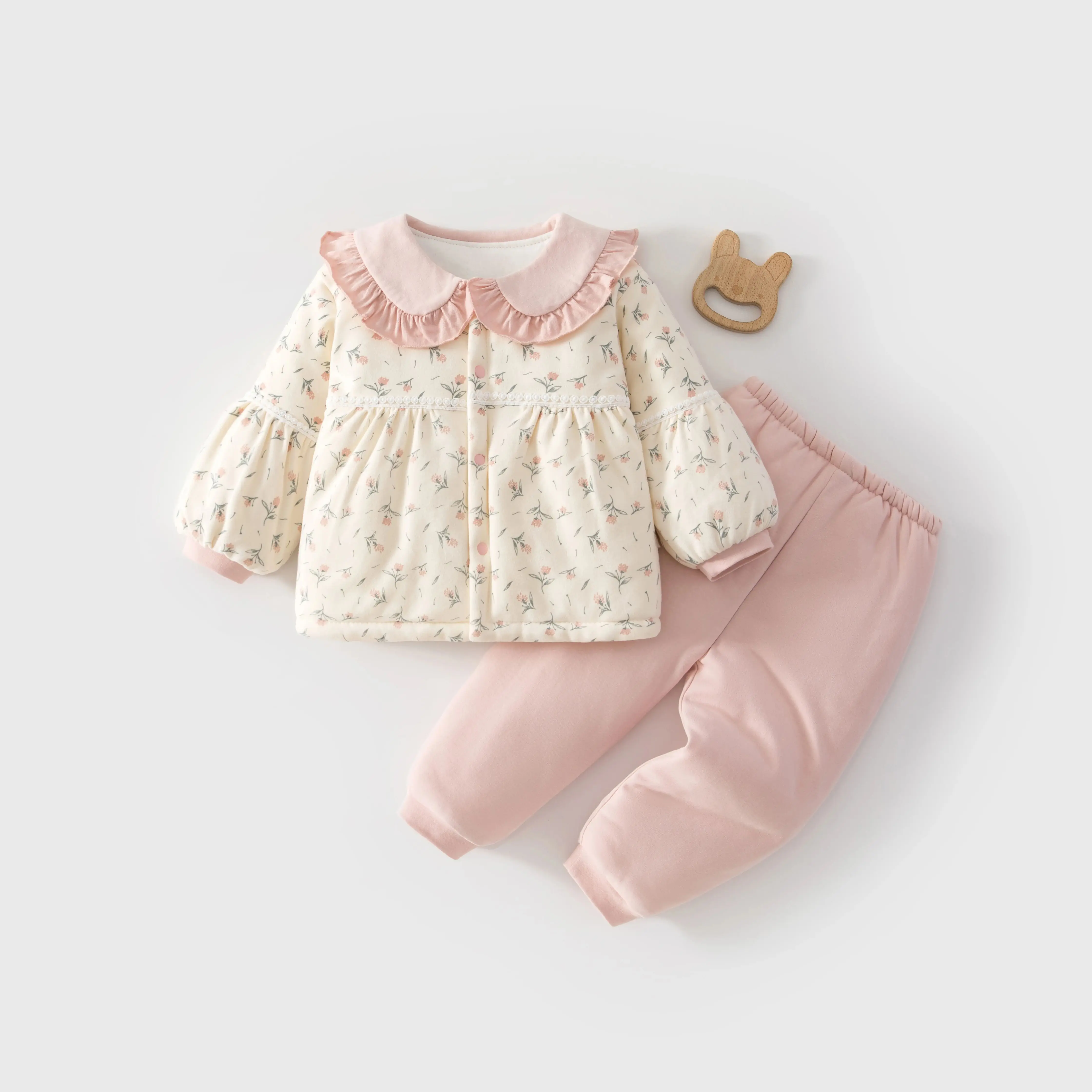 

Infant and Toddler Winter Clothing Set, Thickened Split Cotton-Padded Clothes, Baby Pajamas for Young Infants, Children's Loungewear, Autumn Clothes, Size 80