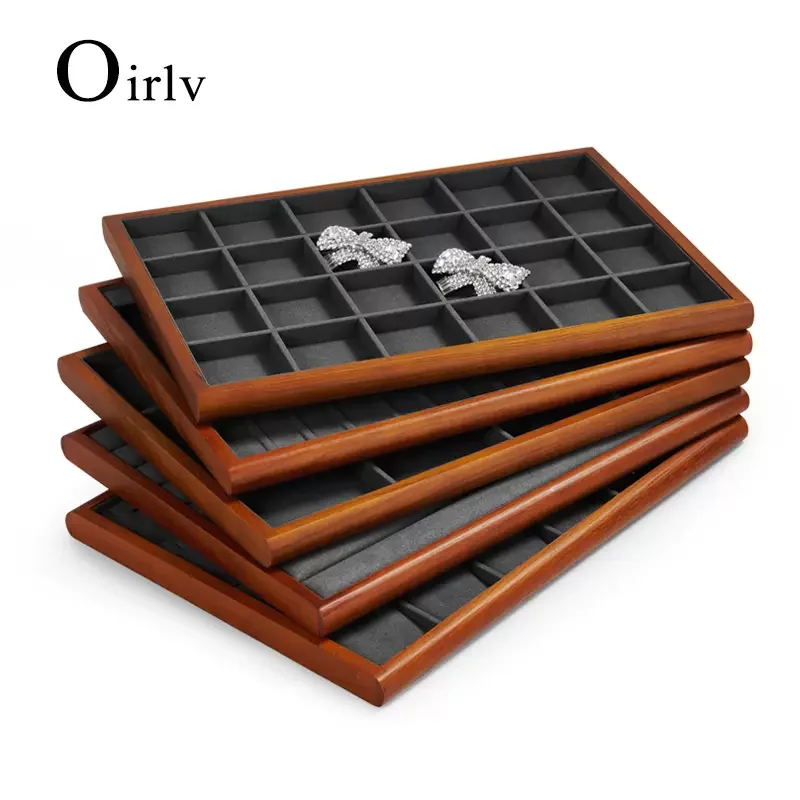 Oirlv Soild Wooden Ring Tray Earrings Tray Bracelet Pendant Necklace Tray Jewelry Shop Props Display Storage Organizer Showcase