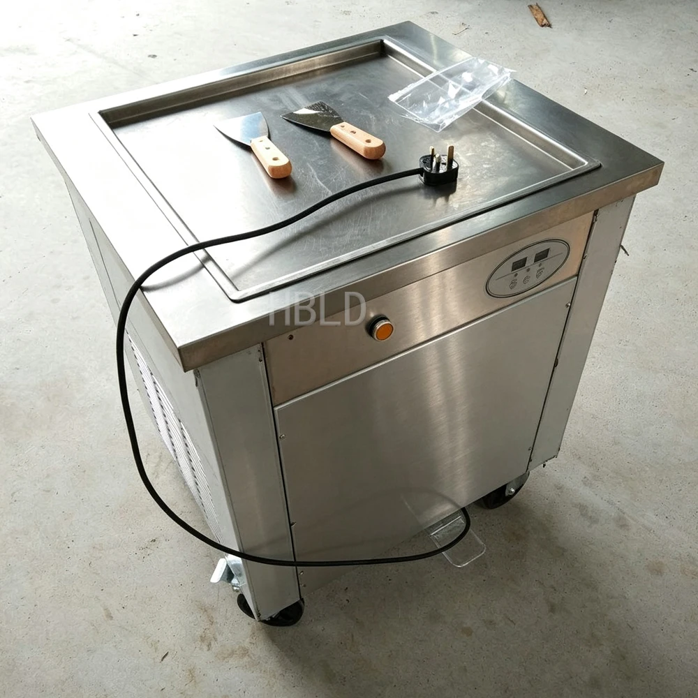 Frozen Dessert Rolling Machine, Commercial Square Pan Fried Ice Cream Yogurt Maker for Shop