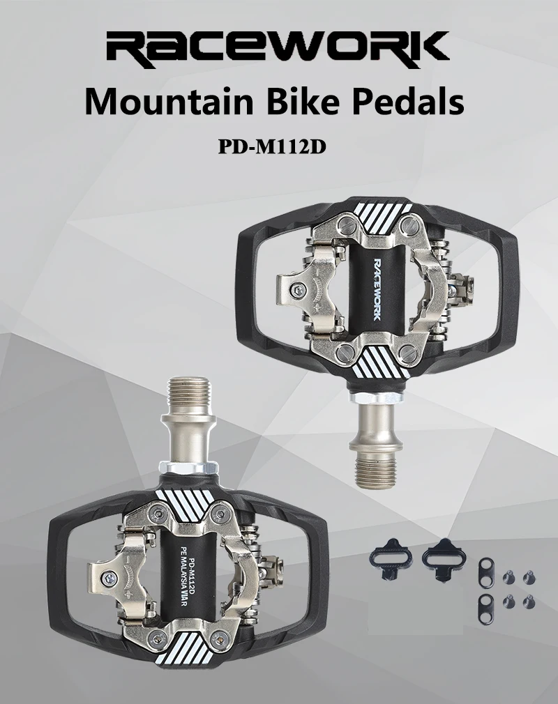 RACEWORK MTB Fahrrad-Sperrpedal für SPD-System, doppelt selbstverriegelnd, Nylon-Chrom-Molybdän-Stahlkern, rutschfest, Clipless-Fahrradteil – Detail 1