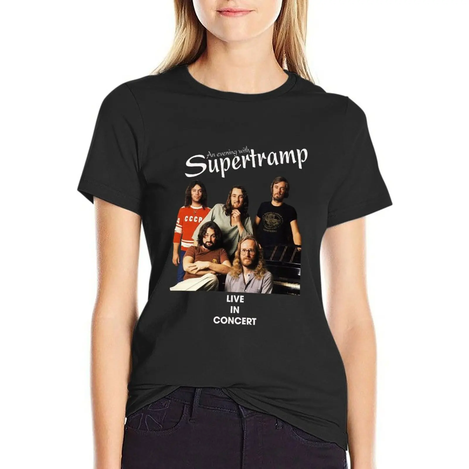 Retro Rock Supertramp Live in Concert T-Shirt customs design your own new edition summer blouses woman 2024