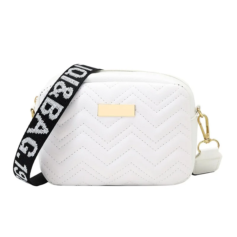 Wave Embroidery Square Bag Shoulder Strap With Printed Large Capacity Shoulder Crossbody Bag for Women