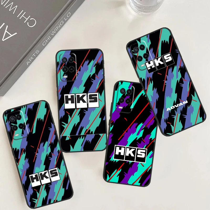 Sports Car HKS JDM For OPPO A17 A16 A15 A98 A78 A58 A54 A74 A94 A53S A57S A52 A72 A77 A5 A9 A53 A76 A96 Case