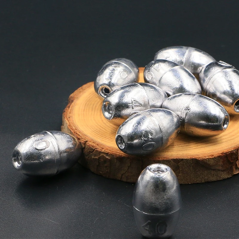 100 Pcs Egg Shape Fishing Sinker 0.5/1/2g Oval Drop Shot Bass Fishing Weight Casting Sinkers for Saltwater Freshwater