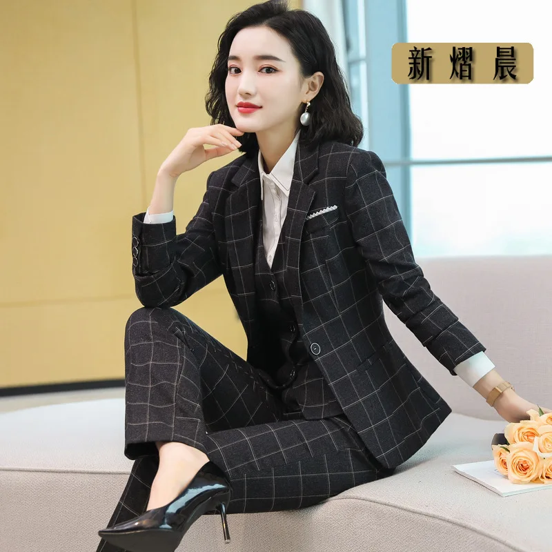 

Business Suit Female 2023 Black Fashion Temperament Female President Suit Ol Business Women's Wear Workplace Formal Suit Work Cl