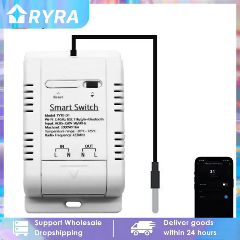 

Wifi Ds18b20 Temperature Sensor Real-time Monitor Tuya Smart Rf433 Intelligent Thermostat Temperature Switch Voice Control 16a