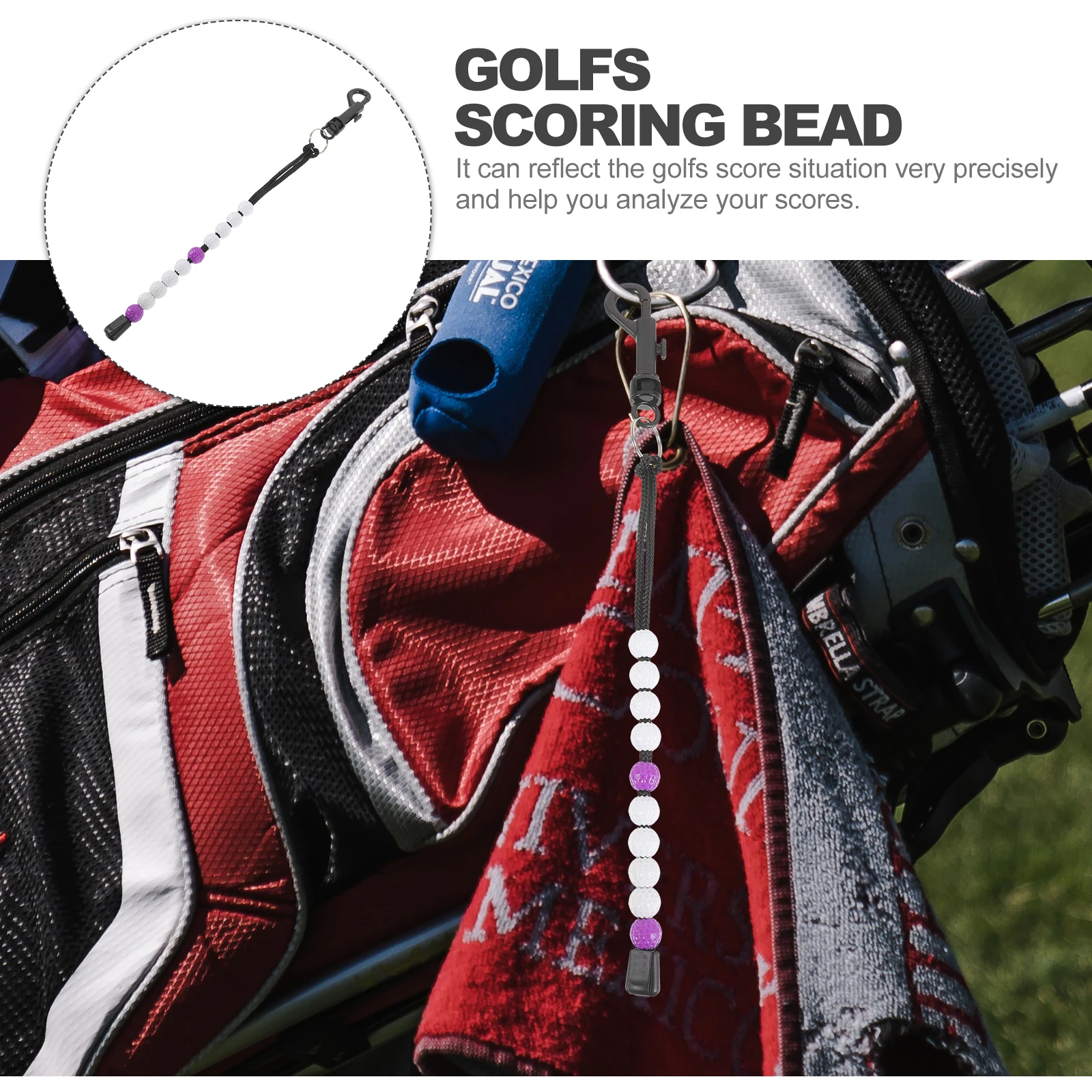 

Golf Score Counter Wrist Bead White Purple Sturdy Durable Portable Golfing Scoring Chain Women Men Golfer Accessories