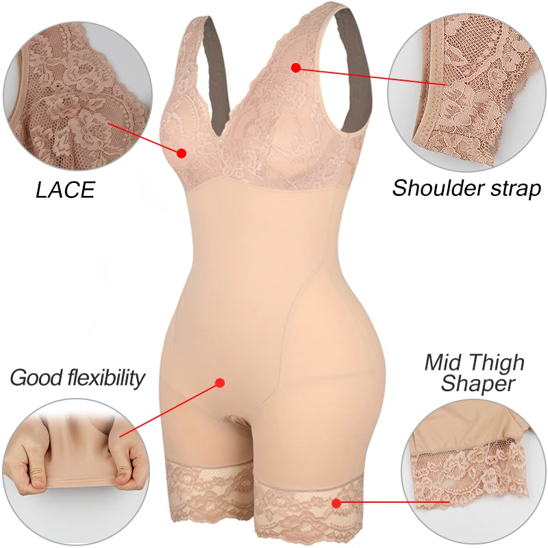 Shapewear Women Full Body Shaper Slimming Bodysuits Lace Corset Waist Trainer Shaping Underwear Postpartum Recovery Sheath