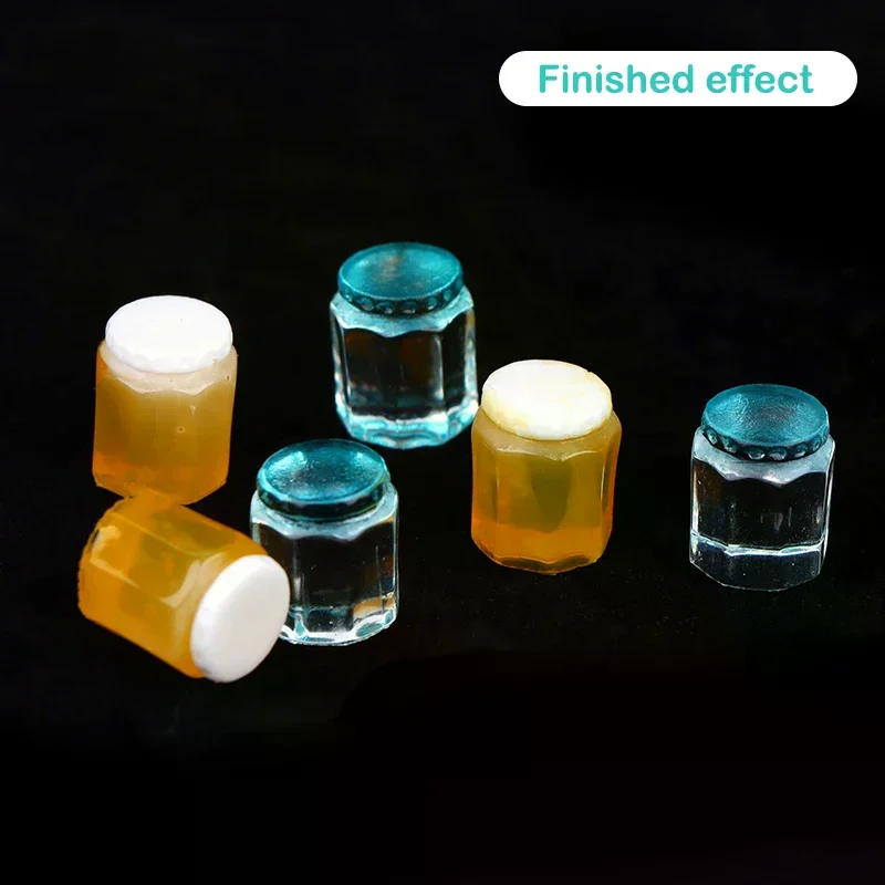 قالب صغير 1:12 دمية مصغرة علبة مشروبات وعاء العسل شرب زجاجة لتقوم بها بنفسك قالب من السيليكون بيت الدمية ديكور المنزل (القالب فقط)