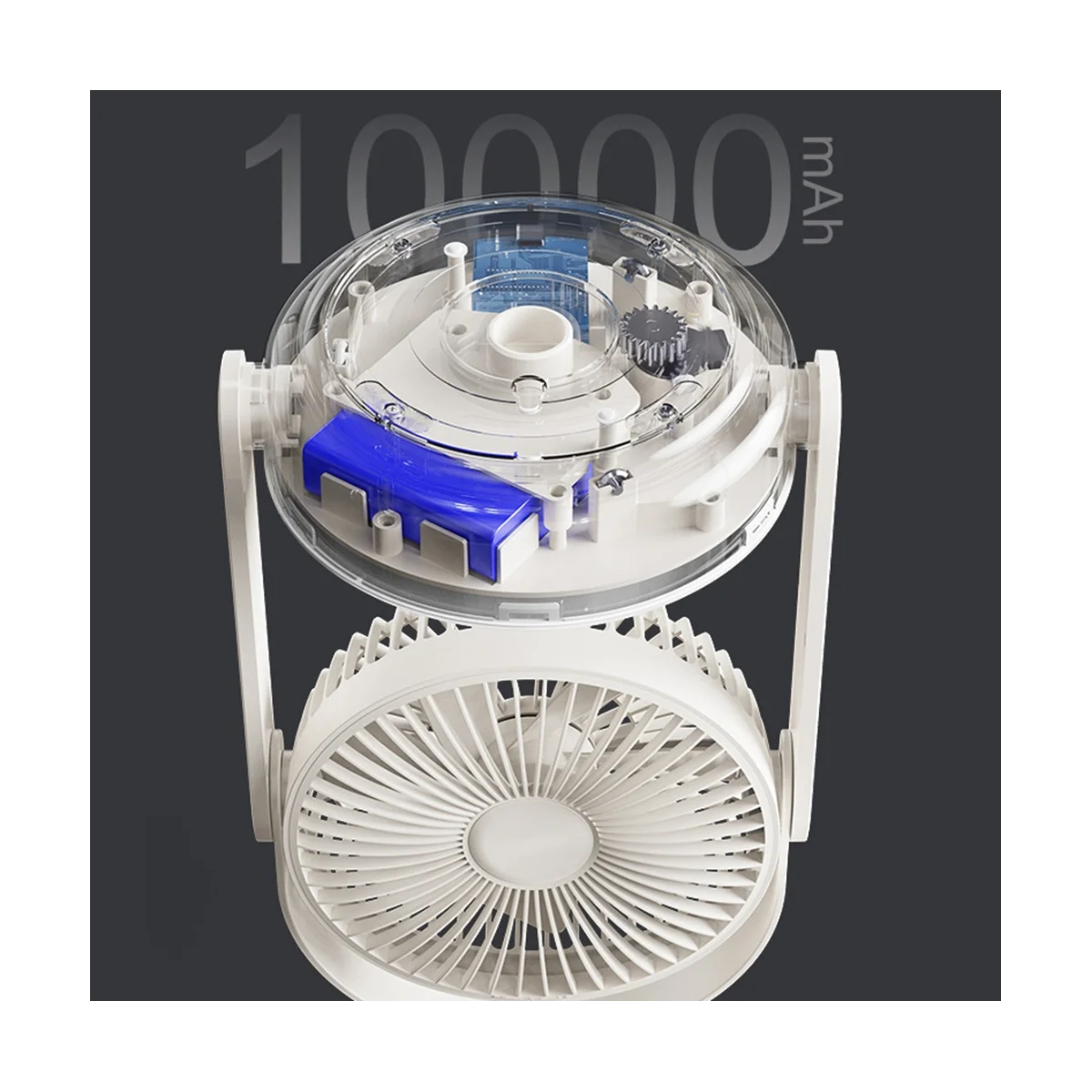 พัดลมตั้งโต๊ะแบบติดผนัง พัดลมตั้งโต๊ะขนาดเล็กแบบชาร์จไฟได้ผ่าน USB สำหรับใช้ในบ้าน พัดลมอเนกประสงค์สำหรับตั้งแคมป์กลางแจ้ง 10000Mah-B-ABLM