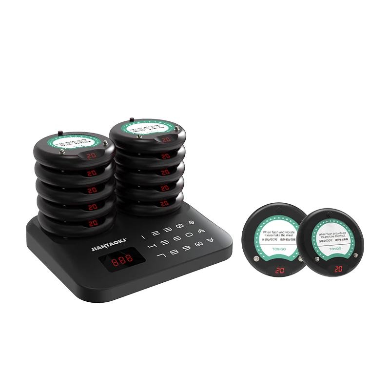 JT-P90 Wireless Fast Food Restaurant Pager System Waterproof Vibratory Buzzer for Guest Queue Coaster and Order Calling