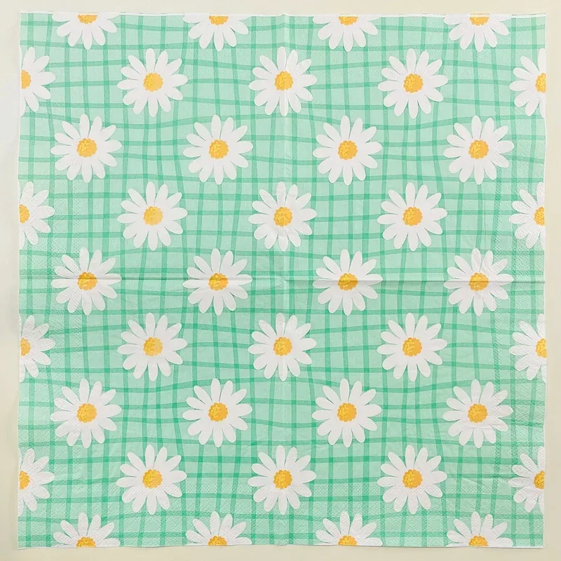 Fresh Check Printed Napkins Disposable Western Placemats Picnic Placemats Napkins Little Daisy Pattern Coloured Paper Towels