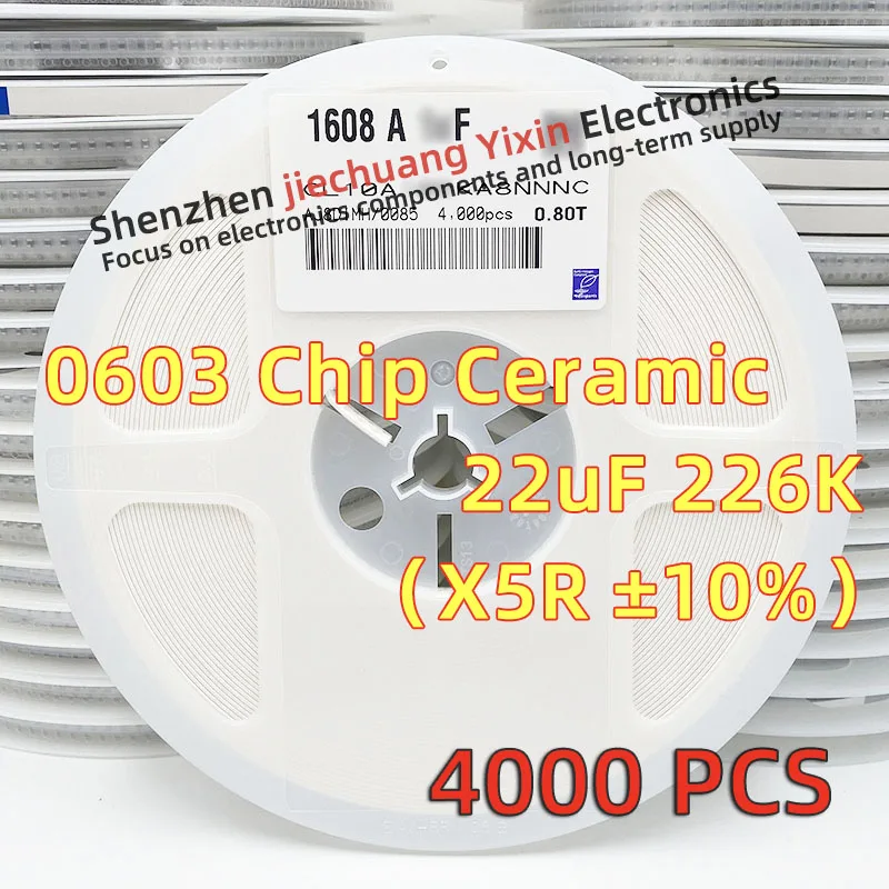 Chip Ceramic Capacitor 0603 22uF 6.3V 10V 16V 226K 10% accuracy X5R material 1608 Capacitance 4000pcs
