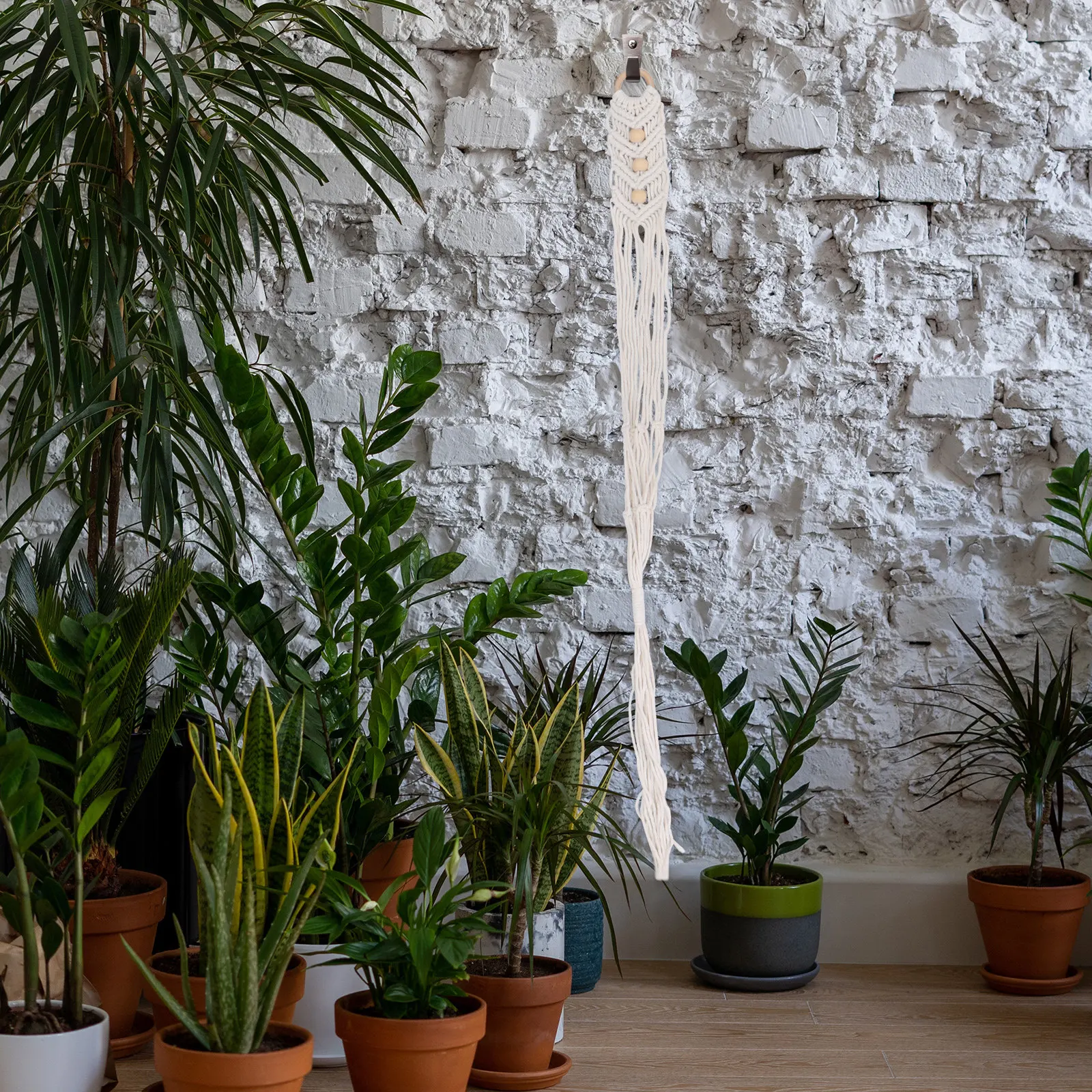 

4Pcs Cotton Rope Hanging Basket Flowerpot Net Hand-Knitted Decorative Plant Holder for Home Garden Patio Deck Balcony Use