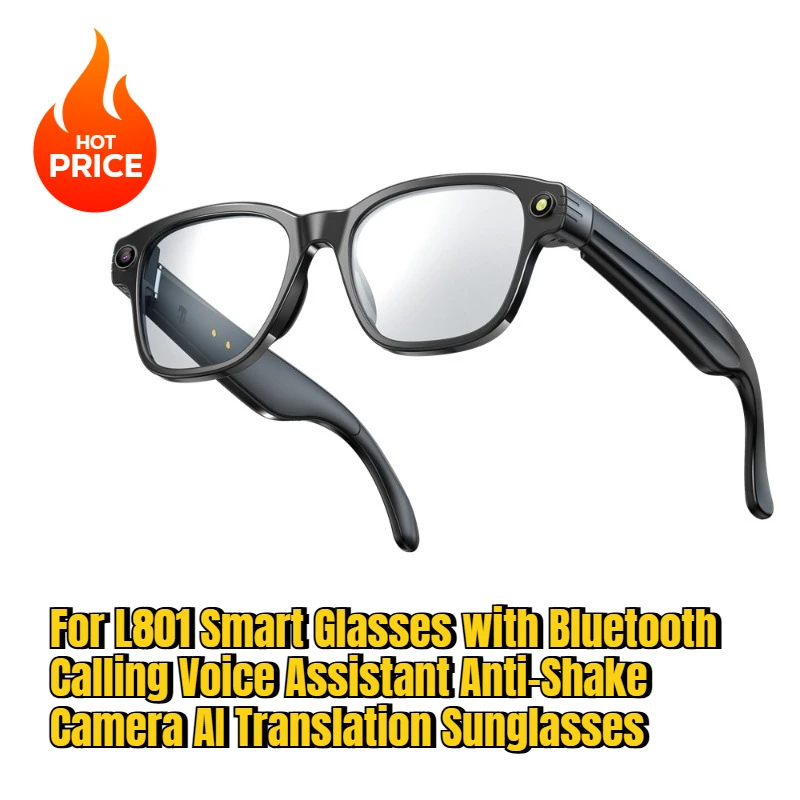 

For L801 Smart Glasses with Bluetooth Calling Voice Assistant Anti-Shake Camera AI Translation Sunglasses