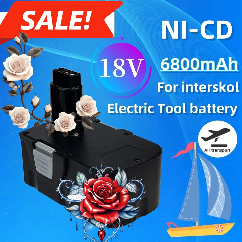 

18V Ni-CD/Ni-MH 6800mAh Screwdriver Replacement Rechargeable Battery,Suit for Interskol DA-18ER Power Tool Cordless Drill H18