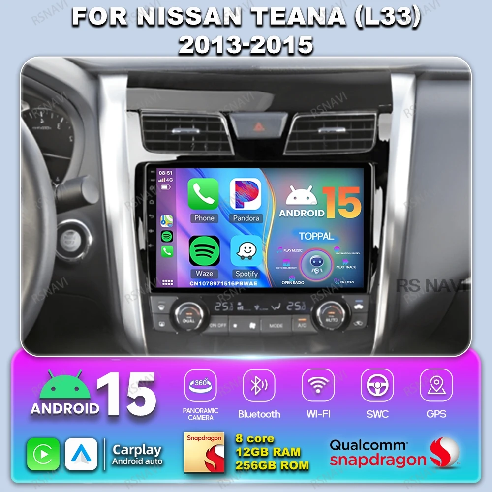 

Автомобильный радиоприемник Android 14 для Nissan Teana (L33) 2013-2015 RDS WIFI+ 4G LTE BT DSP Qualcomm Carplay Snapdragon AUTO Автораadio IPS DVD