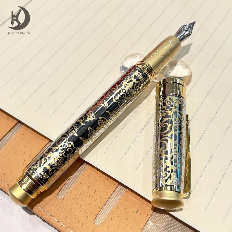 9709 Anniversary Exquisite Welcome Gift Black & Gold Signature Calligraphy Pen,Luxury Beauty Premium Fountain Pen