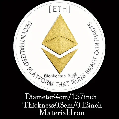 Памятная сувенирная монета Ethereum с серебряным покрытием, коллекционная монета, физическая криптовалюта ETH, криптовалюта топ 10 магазин монет - №8