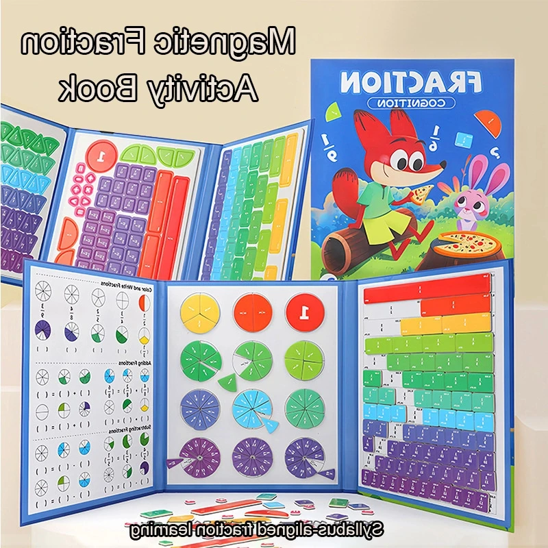 Brinquedo de aprendizagem de fração magnética para crianças - disco matemático educacional triplo com quebra-cabeças de partição visual