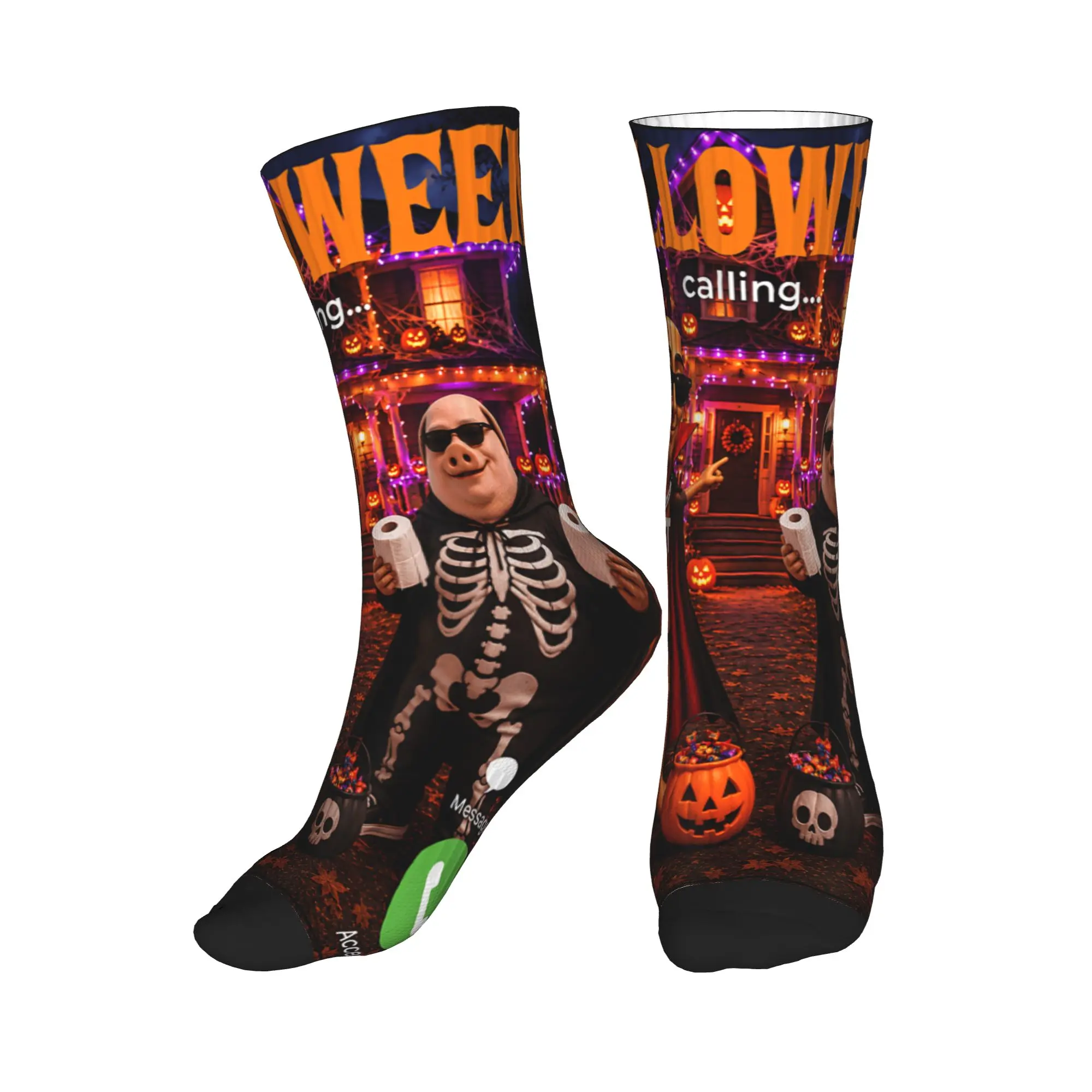 John Pork Meme Halloween Calling House Tour Party Tung Sahur Stockings Men Socks Soft Trendy Socks Winter Outdoor Anti Socks