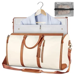 Foldable Travel Duffle Bag Large Capacity PU Suit Storage Blazer Bag Women Travel Bag Waterproof Handbag Organizer Clothes Totes