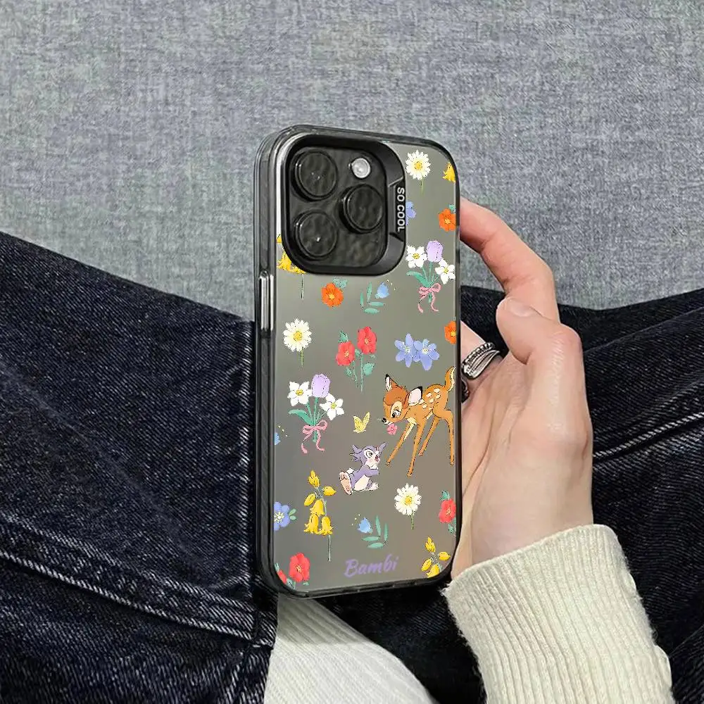 الغزلان B-Bambi جراب هاتف آيفون 16 15 14 13 12 11 برو ماكس زائد اللون للصدمات عودة غطاء فضي #4