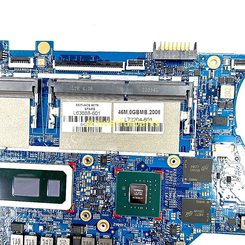 Imagem -03 - Motherboard para hp Inveja X360 15-dr 15t-dr Motherboard L63888601 187481 I7-10510u Cpu Mx250 4gb Gpu Trabalho Perfeito