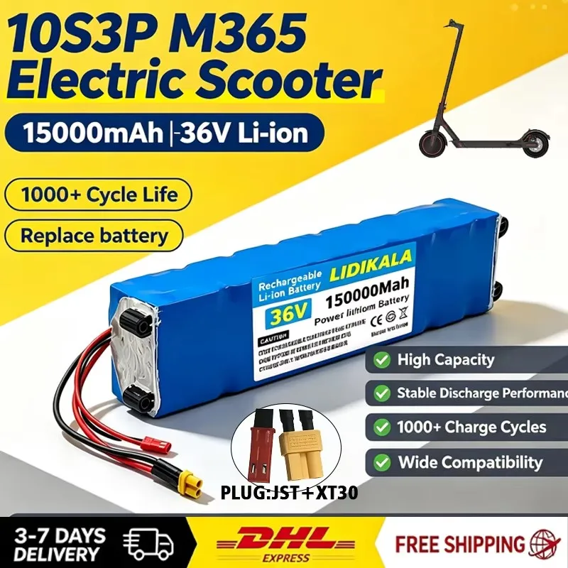 Brandneuer Original 36V 150000mAh 10S3P wiederaufladbarer Lithium-Ionen-Akku mit integriertem BMS für elektrische Smart-Scooter im urbanen Pendelverkehr.