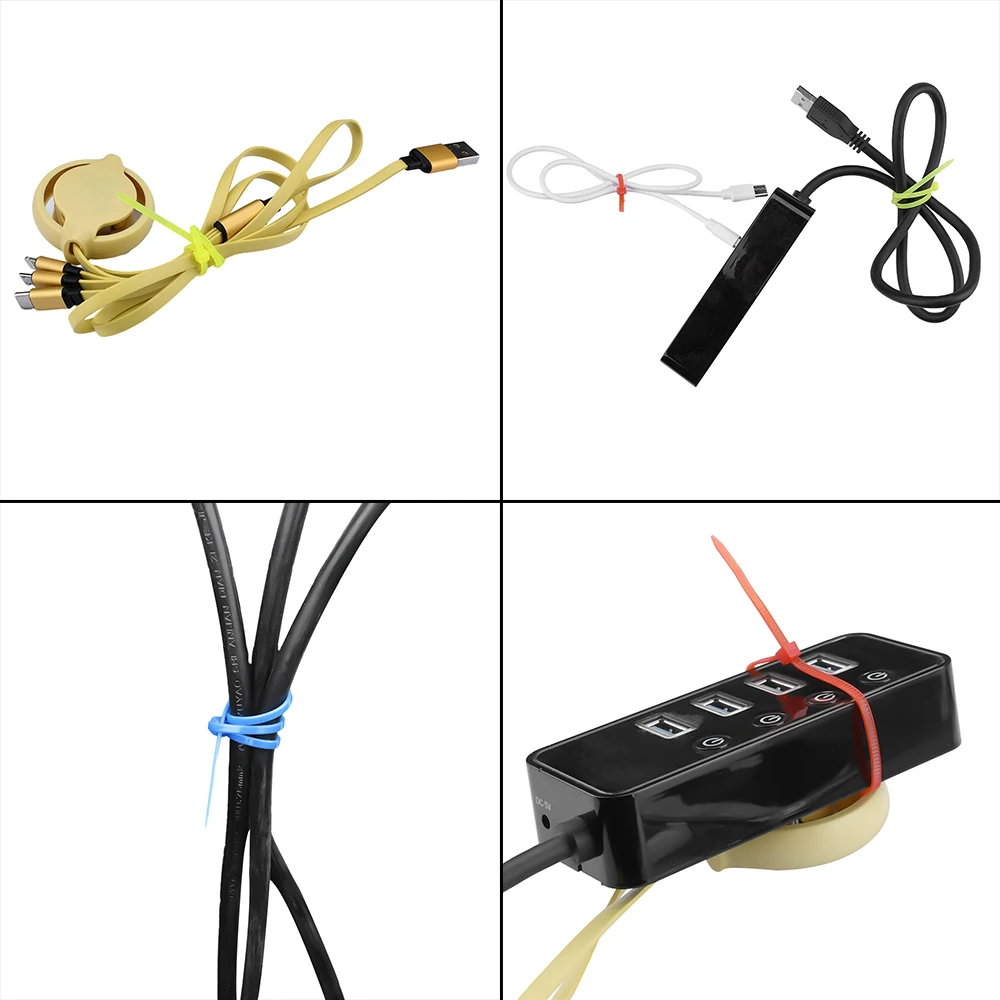 100pcs/bag 2.5x3x100\150\200mm Self-locking Plastic Nylon Tie Cable Fastening Ring Cable Tie Zip Wraps Strap Nylon Cable Tie Set
