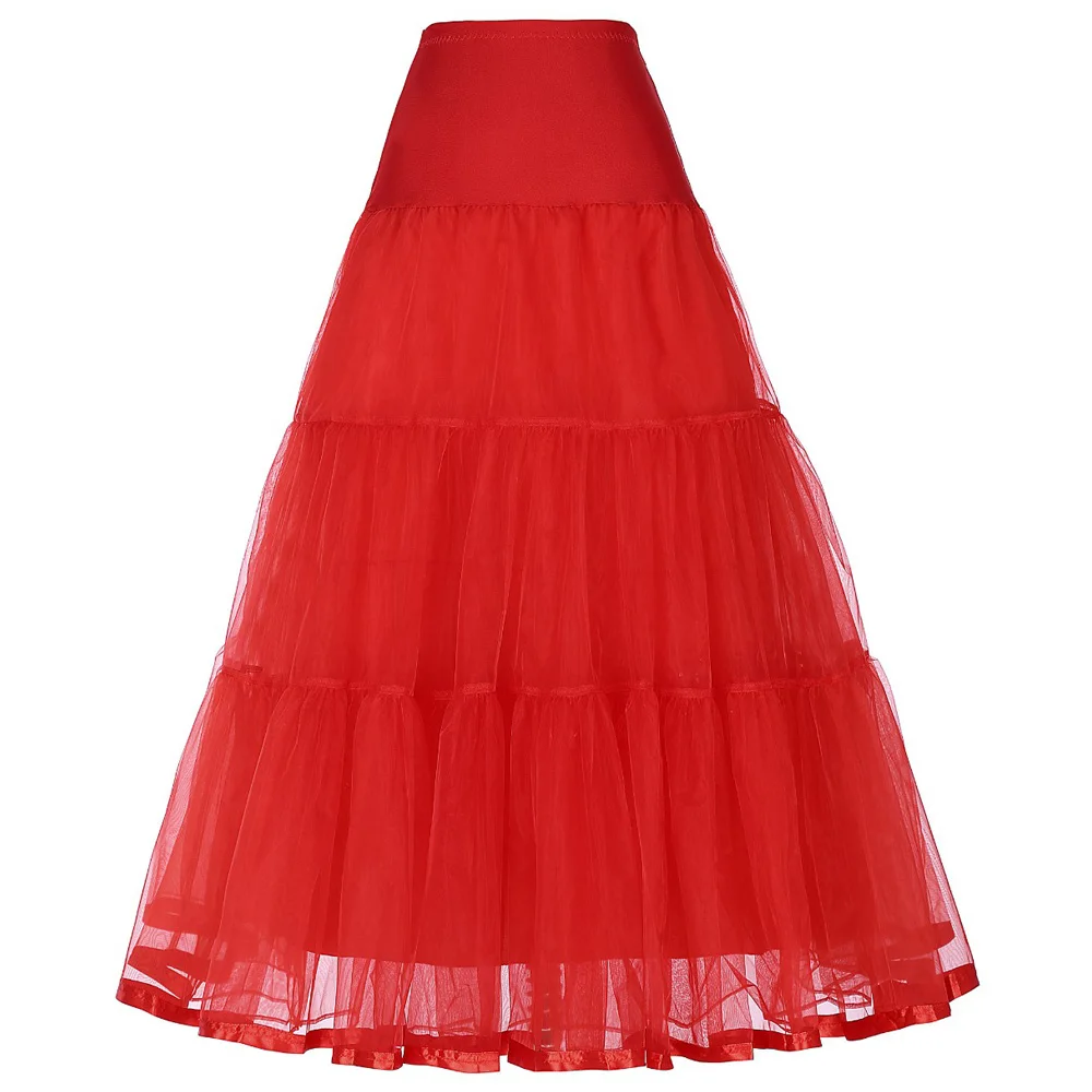 Saia de casamento longa de 39 polegadas, plus size, vintage, crinolina de noiva para vestidos de casamento, saia rockabilly tutu