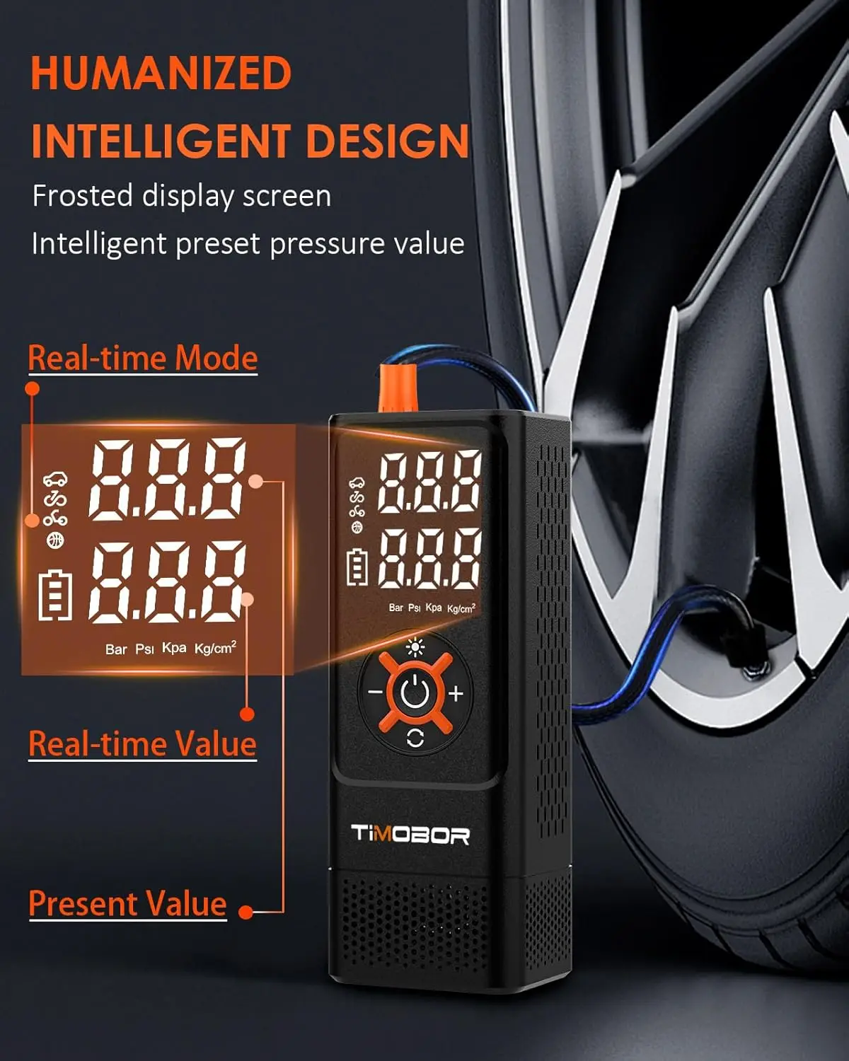 Portable Air Compressor for Car Tires, 150PSI Fast Inflation with Digital Gauge, Wireless & Wired Use for Bikes, Balls