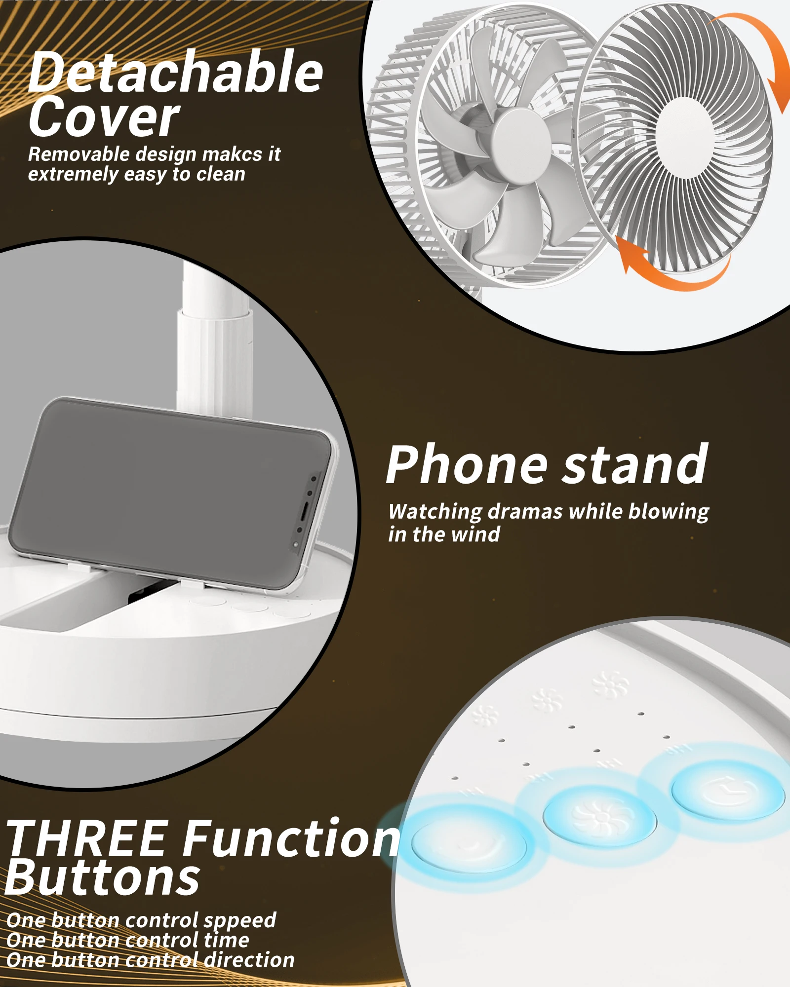 KASYDoFF Portable Oscillating Desk Fan, 8-Inch＆ 5400mAh USB Battery Operated Fan with 4 Speed Strong Airflow Foldable Personal