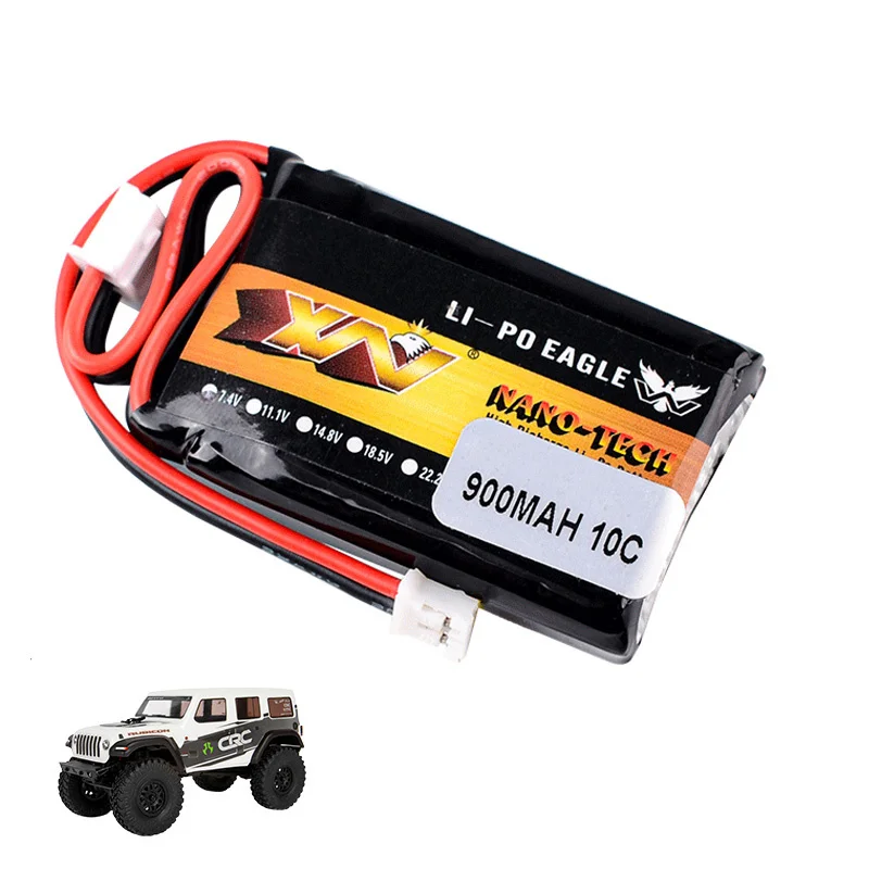 HJ 2S 7.4V 900mAh caricabatteria Lipo Set per AXIAL SCX24 SCX2 90081 C10 1/24 modelli di auto telecomandati batteria 10C 7.4V