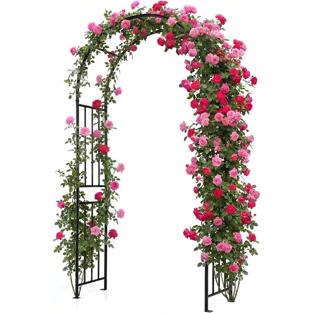 7.2T Wedding Arch Garden Trellis with 8 Stakes, Metal Garden Arch for Climbing Plants Vines Rose, Outdoor Archway or Wedding Bri